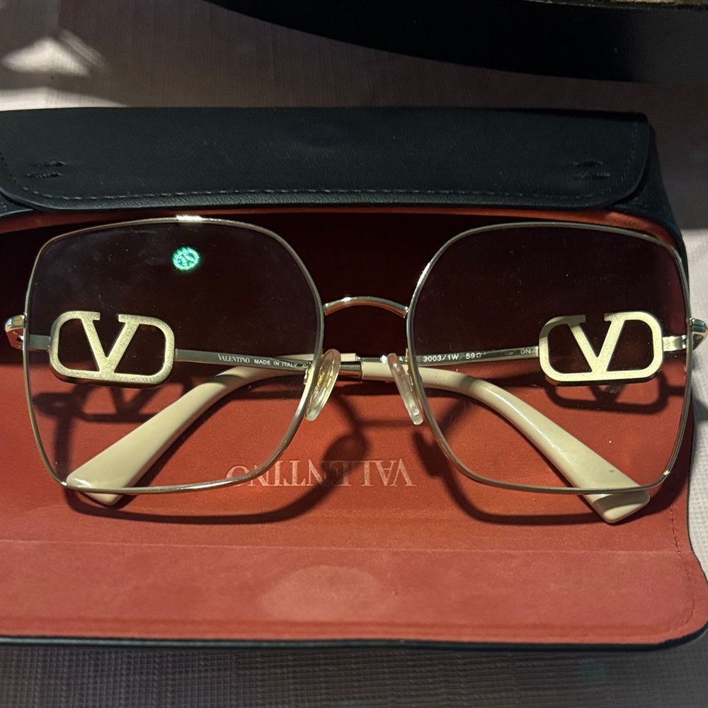 Valentino Women's Gold Square Glasses